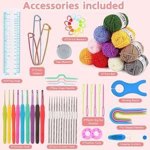 62 Pcs Crochet Tools Kit Beginners Set with Yarn Portable Hook Travel <b>Case</b> - Product Image 4