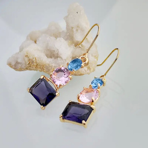 Orecchini Pendenti Viola Misti per Donne, Eleganti Orecchini Pendenti Medi-Lunghi, Gioielli di Moda per Uso Quotidiano e Feste - Product Image 6
