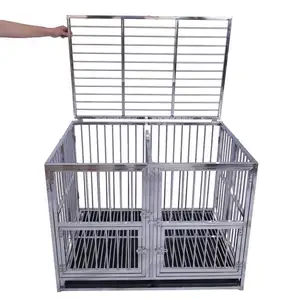 Cage métallique amovible avec poulie, pour chien, en acier inoxydable, monocouche, double porte, accessoire de luxe, pliable, pour la maison