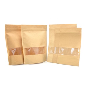 resealable ziplock stand up pouch kraft paper tea coffee packaging bag eco friendly zip lock bag with window