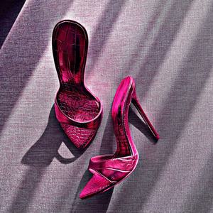 Mules à talons très hauts et bout pointu pour femmes, motif croco, couleur et étiquette personnalisables – Grande Vente - Product Image 1