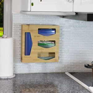 Organizador de almacenamiento de bolsas Ziplock de madera de bambú y organizador de bolsas de sándwich para cajón de cocina - Product Image 1
