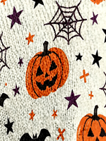 Suéter de cuello alto para mujer con diseño de calabaza y murciélago de Halloween, tejido por computadora, con transferencia térmica, personalizado para uso diario informal o festivo