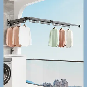 Pabrik OEM pengering pakaian lipat dinding untuk balkon dan Hotel menggunakan Organizer pakaian