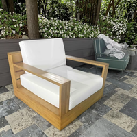 Fauteuil pivotant en teck au design moderne, coussin en mousse haute densité, imperméable, mobilier d'extérieur écologique pour salon, hôtel, villas