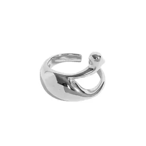 Anel de prata esterlina 925 oco simples, anel ajustável de gota d' água