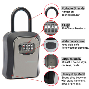 Black Portable Outdoor Beach Safe Sercurit Holder Digital Lockbox Combination 5 Key Capacity Storage Keys <b>Lock</b> <b>Box</b> for Car - Product Image 5