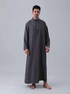 Túnica árabe para hombre AL HARAMAIN - Túnica de oración suave de manga larga con cuello alto, corte holgado y tela de algodón especial de buena calidad. Nueva tendencia. - Product Image 2