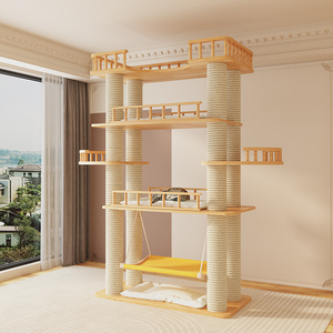 Torres de <span class=keywords><strong>Escalada</strong></span> para <span class=keywords><strong>Gatos</strong></span> de Madera Maciza y Sisal a Gran Escala, Estilo Torre, Ecológicas, de Cartón, con 4+ Niveles, para Personalización al por Mayor - Product Image 4