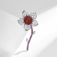 XILIANGFEIZI Broche Fleur Rétro en Cuivre et Zircon, Nouveau Design Tournesol, Épingle à Manteau et Châle, Accessoire pour Mariage et Cadeau