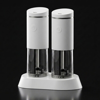 Lot de 2 moulins à poivre électriques Type-C à une touche, rechargeables sans fil, à mouture automatique réglable, avec support en acier inoxydable