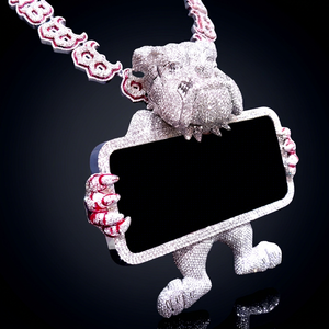 Pendentif personnalisé chrétien Hip Hop en or rose, plaqué or 18 carats, certifié IGI, Moissanite VVS, lettre cursive glacée, pour femme - Product Image 1