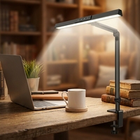 Lampe de bureau LED AC en aluminium de style nordique moderne avec pince, contrôle tactile flexible, protection oculaire, intensité réglable, lumière blanc chaud pour étude et lecture