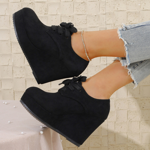 Nuovi tacchi alti <span class=keywords><strong>con</strong></span> <span class=keywords><strong>zeppa</strong></span> <span class=keywords><strong>con</strong></span> lacci per scarpe da donna che aumentano l'altezza e versatili - Product Image 5