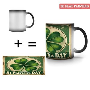 Taza Mágica para Beber, Negra Esmerilada, 11 oz, Cerámica Sensible al Calor, Diseño del Día de San Patricio - Product Image 4