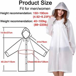 High Quality EVA Reusable Raincoat Emergency Rain Gear Jacket PEVA Adults Kids Rain <b>Poncho</b> with <b>Hood</b> - Product Image 6