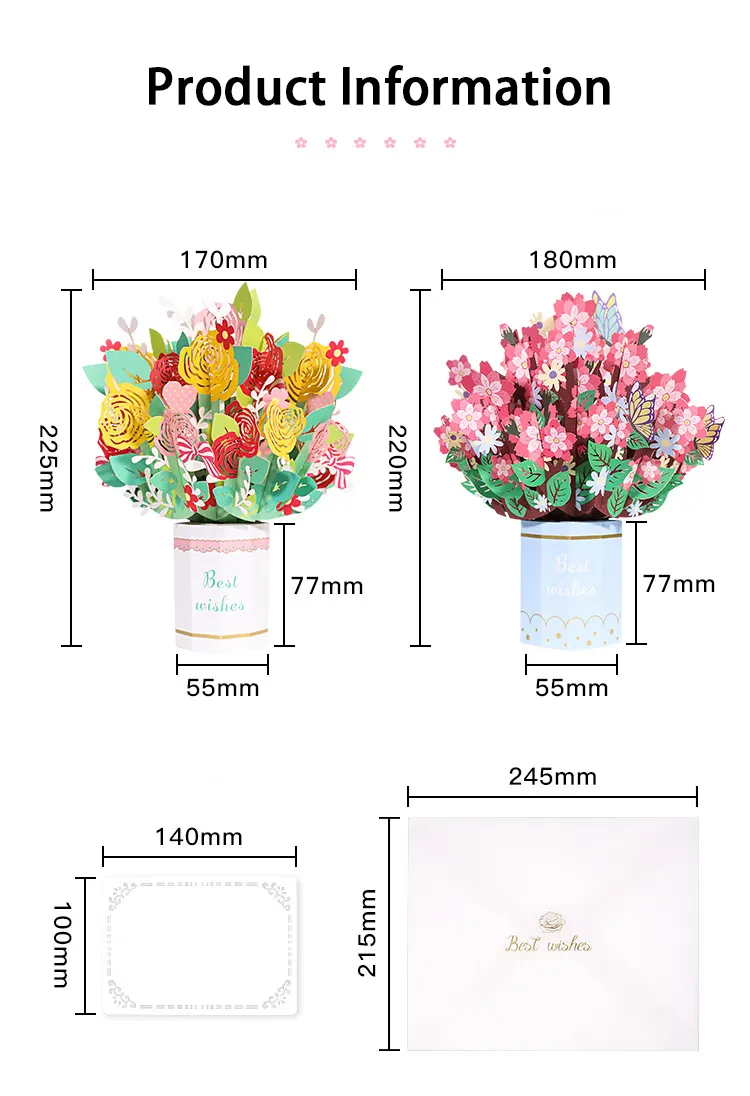 Nicro kreatif hadiah Hari Ibu 3D berbagai buket bunga Kartu buket genggam Buket Hari Valentine kartu salam ulang tahun