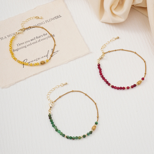 สร้อยข้อมือชุบทอง 18K กันน้ำ ประดับคริสตัลสีเหลืองธรรมชาติและเพทาย ไม่หมอง ไม่ดำ พร้อมอัญมณีบำบัด ขายส่ง - Product Image 4