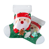 Sac cadeau de Noël personnalisé, motif chaussettes de dessin animé mignonnes, fermeture éclair supérieure, étanche à l'humidité, qualité alimentaire, emballage alimentaire imprimé en héliogravure