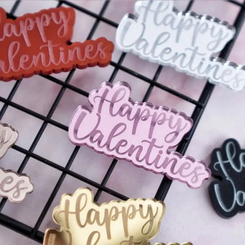 Hot Selling Happy Valentine's Day Love shaped Acrylic disc Cake Topper wholesale cake Decoration