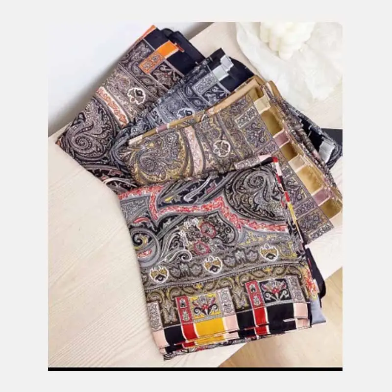 Spring Summer Autumn Silk Polyester Satin Women Scarf Custom Print Silk Big Scarves Bandanas