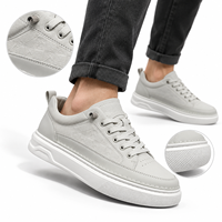 Baskets basses à plateforme épaisse pour homme, motif gaufré, à lacets, style sport et streetwear, gris, chaussures décontractées