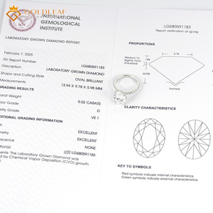 Bague de fiançailles classique en diamant de laboratoire Goldleafgem, taille ovale DEF VVS 5 carats, PT950, certifiée IGI, pour anniversaire (unisexe) - Product Image 4