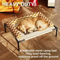 Lit pliant robuste en acier inoxydable pour chien, expédition immédiate, lit d'extérieur respirant et résistant à l'humidité pour animaux de compagnie, motif écossais, pour chiens