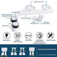 Bidet de toilette personnalisé non électrique à eau chaude et froide, pour soins post-partum musulmans, vente en gros, fixation ultra-mince pour toilettes