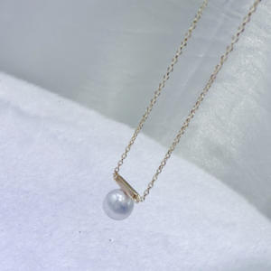 Collier de perles d'eau douce naturelles Wenchi Zhuji 6-7mm, pendentif en bois parallèle Aurora pur argenté, design simple et polyvalent - Product Image 1