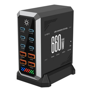 Station de charge USB 660W 10 ports GaN à charge rapide, bloc d'alimentation de bureau pour ordinateurs portables et téléphones - Product Image 1