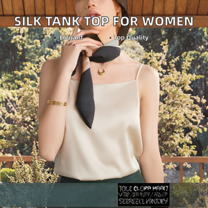Women's 93% <b>Silk</b> 7% Spandex Satin <b>Camisole</b> Top Breathable Stretch Sleeveless Tank Top Wholesale - Product Image 2