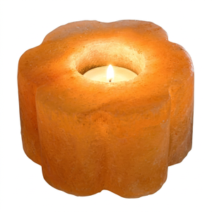 Natural Himalayan Salt <b>Flower</b> <b>Candle</b> Holder Rustic Home Decoration Tealight Stand Craft - Product Image 1