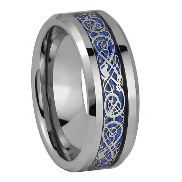 Tungsten carbide ring celtic dragon ring