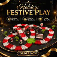 Mainan Kereta Api Listrik MST Toys 233PCS, Kereta Salju Natal, Kereta Santa Claus, Rel Kereta, Mobil Slot, Mainan Mobil untuk Hadiah Natal
