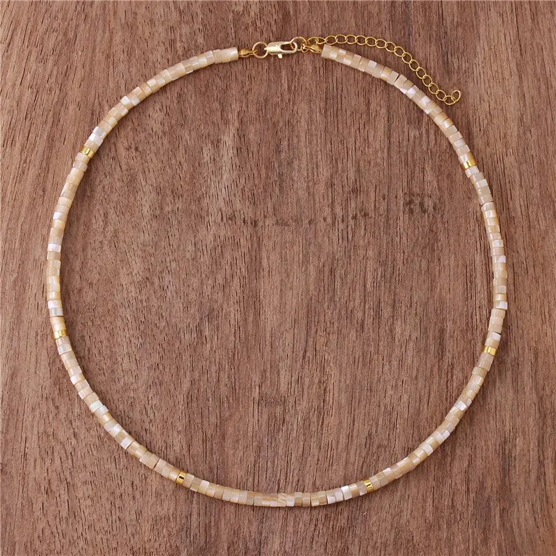 Bohème nacre naturel blanc coquille carrelage perles collier ras du cou Boho déclaration couples collier cadeau bijoux livraison directe
