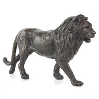Sculpture de statue de lion en bronze debout décorée d'une grande porte d'entrée extérieure à vendre