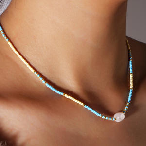 Colliers minimalistes en perles Miyuki faits à la main pour femmes, en pierres naturelles et perles de rocaille colorées, bijoux tendance pour cadeau - Product Image 2