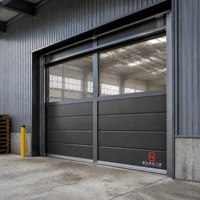 Portes en alliage d'aluminium pour installations industrielles, rails robustes, accès par chariot élévateur, entrées de grandes ateliers, design moderne, garantie 5 ans