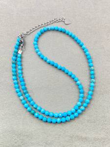 Collar de Turquesa Facetada, Joyería Delicada con Piedras Preciosas, Cuentas Microfacetadas, Collar de Cristal, Joyería Minimalista, Pequeña Piedra Preciosa - Product Image 5