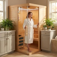 Sauna de Madera de Hemlock Sólido Moderna con Panel de Control Electrónico, Vapor Húmedo, Infrarrojos Lejanos, Portátil, para Casa o Apartamento