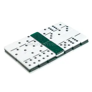 Fast Delivery Dloble 6 Dominoes Game Tournament Professional Size 2 Tone Green And White Dominoes Block