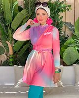 Nouveau Maillot de Bain Islamique pour Femmes 2025, Ensemble 4 Pièces, Maillot de Bain Musulman Coloré pour Femmes Burkini