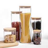 Bocaux de conservation en verre pour aliments avec couvercles en bambou, personnalisables, 100ml, 120ml, 250ml, 500ml, 1000ml, 1oz, 2oz, 8oz, 16oz, 32oz, 4oz
