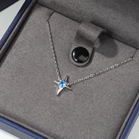DEYIN Lab Ruby Gemstone North Star Pendentif Collier 18k Plaqué Or 925 Sterling Silver Star Collier Pour Femmes