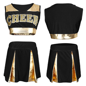 Cheerleading Uniforms Set <b>Glitter</b> Print 100 Polyester Short Skirt Performance Outfits For Women Spring 2025 - Product Image 5