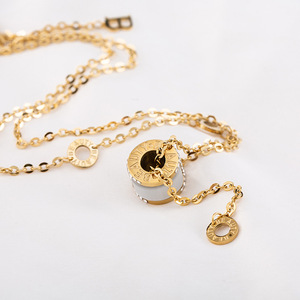 Collier Yunnique géométrique en alliage de zinc plaqué or avec pierre œil-de-chat sertie clos et diamant, chaîne de corps tendance pour usage quotidien - Product Image 4