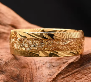 2025 Klasse <span class=keywords><strong>Ring</strong></span> 8Mm Geel Goud Damascus Staal Mode Ringen Bruiloft En Verloving Band Aanpasbare Luxe Ringen Voor Mannen - Product Image 4