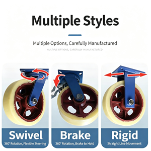 Stainless Steel Iron Polyurethane <b>Rubber</b> 4 Inch Nylon Swivel Caster Wheel Dual Lock Brake Water Resistant Heavy Duty Food - Product Image 3