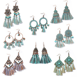 Bohemian Tassel <b>Drop</b> Earrings Alloy Antique <b>Bronze</b> Plated Women's Party Jewelry Summer Beach Accessories - Product Image 5
